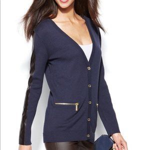 Michael Kors Cardigan Leather LogoButtons Sz OXL